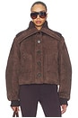 view 1 of 4 Suede Bomber Jacket in Dark Brown
