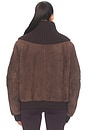 view 3 of 4 Suede Bomber Jacket in Dark Brown