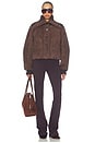 view 4 of 4 Suede Bomber Jacket in Dark Brown