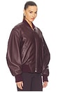 view 3 of 5 Leather Bomber Jacket in Wine