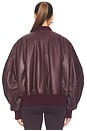 view 4 of 5 Leather Bomber Jacket in Wine