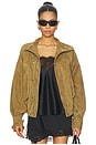 view 2 of 6 Suede Bomber Jacket in Sand