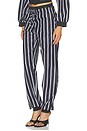 view 3 of 6 Striped Poplin Pant in White & Navy Blue