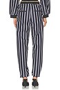 view 4 of 6 Striped Poplin Pant in White & Navy Blue