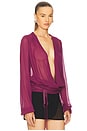 view 2 of 4 Deep V Blouse in Plum