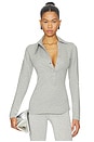 view 1 of 5 Long Sleeve Lapel Top in Melange Grey