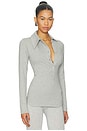 view 2 of 5 Long Sleeve Lapel Top in Melange Grey