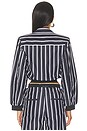 view 3 of 5 Striped Poplin Shirt in White & Navy Blue