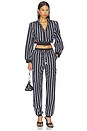 view 4 of 5 Striped Poplin Shirt in White & Navy Blue