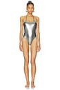 view 2 of 4 Metallic One Piece Swimsuit in Dark Silver