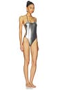 view 3 of 4 Metallic One Piece Swimsuit in Dark Silver