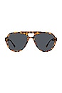 view 1 of 4 X Linda Farrow Jurgen Sunglasses in T-shell, Gold, & Blue