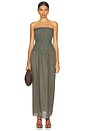view 1 of 4 Ruched Strapless Maxi Dress in Pine Check