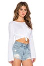 view 2 of 3 Bell Sleeve Crop Top in White
