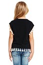 view 3 of 4 Short Sleeve Tassel Sweater in Black & Cream