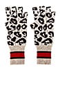 view 2 of 2 Sporty Athletic Leopard Fingerless Gloves in Mojave, Mocha & Black