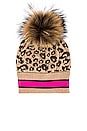 view 3 of 3 Sporty Leopard Hat with Pom Pom in Cork & Atomic Pink Combo