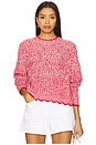 view 1 of 5 BLUSA CREW TRICOT LADDER COM ACABAMENTO CONTRASTANTE in Scarlet Combo