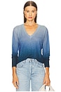 view 1 of 4 BLUSA COM DECOTE EM V E ESTAMPA OMBRÉ COM BORDAS DESGASTADAS in UndoneDenim Combo