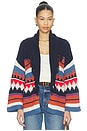 view 1 of 4 CHÂLE À FRANGES SOUTHWEST in Navy Multi