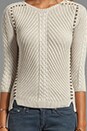 view 3 of 5 Studded Rib Cable Crew Sweater in Hemp