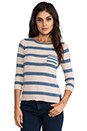 view 1 of 4 3/4 Sleeve Striped Sweater in Biscotti Combo