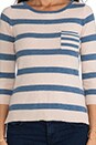 view 4 of 4 3/4 Sleeve Striped Sweater in Biscotti Combo