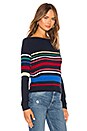 view 2 of 4 Multi Stripe Boatneck Sweater in Navy Bright