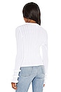 view 3 of 4 Pointelle Ruffled Crew Neck Cardigan in White
