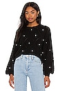 view 1 of 5 Puff Sleeve Pointelle With Pearls Sweater in Black