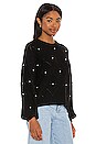 view 2 of 5 Puff Sleeve Pointelle With Pearls Sweater in Black