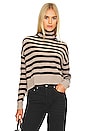 view 1 of 4 JERSEY STRIPED TURTLENECK in Stone & Black