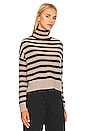 view 2 of 4 JERSEY STRIPED TURTLENECK in Stone & Black