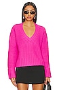 view 1 of 4 Chunky V-neck Sweater in Hyper Pink