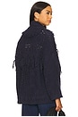 view 1 of 5 Southwest Fringed Shawl Collar Throw Jacket in Navy