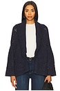 view 2 of 5 Southwest Fringed Shawl Collar Throw Jacket in Navy