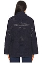 view 4 of 5 Southwest Fringed Shawl Collar Throw Jacket in Navy