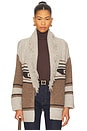 view 1 of 4 Southwest Fringed Shawl Collar Throw Jacket in Brownie Neutral Combo