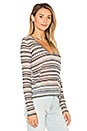 view 2 of 4 Multi Stripe V Neck Tee in Concrete & Heather Combo