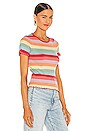 view 2 of 4 Lettuce Edge Rainbow Stripe Baby Tee in Pastel Multi