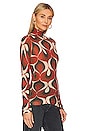 view 2 of 4 Retro Print Sheer Mock in Brown Combo