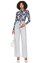 view 4 of 4 Retro Print Sheer Top in Blue Combo