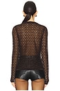 view 3 of 5 Open Pointelle Crew Neck Tee in Black Magic