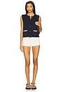 view 4 of 4 Button Front Vest Top in Navy Combo