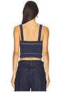 view 3 of 4 Cropped Top Stitch Tank Top in Denim & Camel