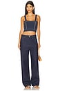 view 4 of 4 Cropped Top Stitch Tank Top in Denim & Camel