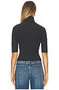 view 3 of 4 Cropped Elbow Sleeve Rib Turtleneck Top in Pepper