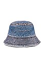 view 2 of 3 Embossed Denim Bucket Hat Deep Blue in Deep Blue