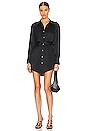 view 1 of 3 Threaded Placket Draped Shirt Dress in Black