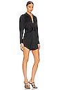 view 2 of 3 Threaded Placket Draped Shirt Dress in Black